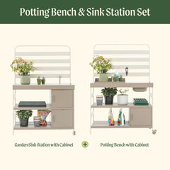Potting Bench & Sink Station Set