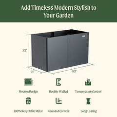 32" Extra Tall Modern 27" x 53" Metal Raised Garden Bed