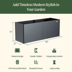 32" Extra Tall Modern 27" x 83" Metal Raised Garden Bed