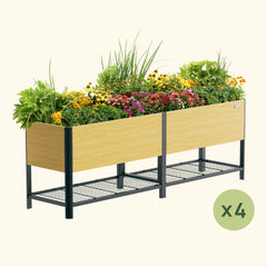 4-Pack Woodgrain Elevated Garden Bed 2.0' x 8.0'