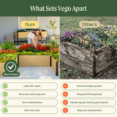 16" Tall Woodgrain 8' x 8' U-Shaped Metal Raised Garden Bed