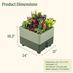 EZCube Self-Watering Planter 21" x 24" Elevated - Sage Green