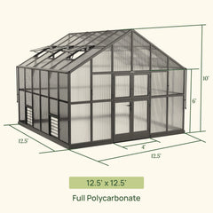 Vego Grand Victorian Greenhouse – 12.5ft Grow Light Garden + Bistro