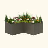 32" Extra Tall Modern 83" x 83" L Shape Metal Raised Garden Bed - Urban Charcoal