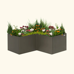32" Extra Tall Modern 83" x 83" L Shape Metal Raised Garden Bed - Urban Charcoal