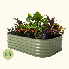 4-Pack 17" Tall 6 In 1 Medium Modular Metal Raised Garden Bed Kit
