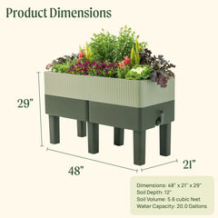 EZCube Self-Watering Planter 21" x 48" Elevated - Sage Green