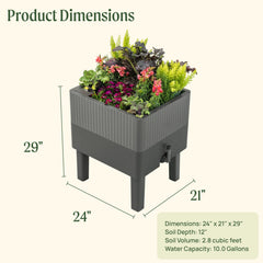 EZCube Self-Watering Planter 21" x 24" Elevated - Fog Gray