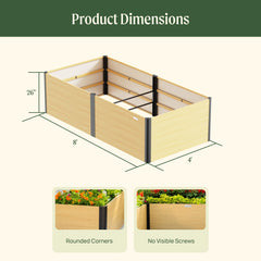 26" Tall Woodgrain 4' x 8' Metal Raised Garden Bed