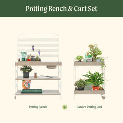Potting Bench & Cart Set