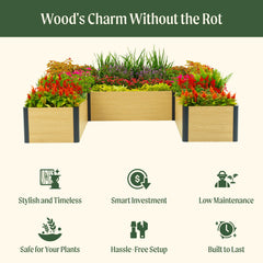 16" Tall Woodgrain 8' x 8' U-Shaped Metal Raised Garden Bed