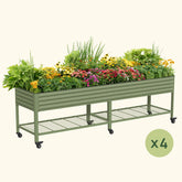 4-Pack Elevated Garden Bed - Jumbo Series 2.5' × 10' Wheels Included