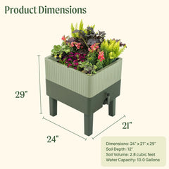 EZCube Self-Watering Planter 21" x 24" Elevated - Sage Green