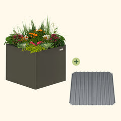 32" Extra Tall Modern 42" x 42" Metal Raised Garden Bed - With Intermediate Floor