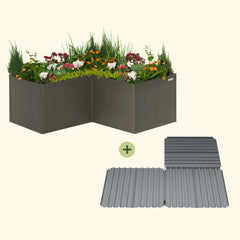 32" Extra Tall Modern 83" x 83" L Shape Metal Raised Garden Bed - Urban Charcoal - With Intermediate Floor