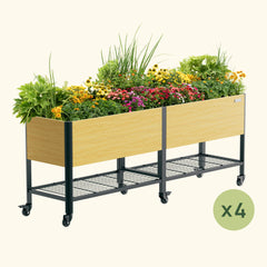 4-Pack Woodgrain Elevated Garden Bed 2.0' x 8.0'