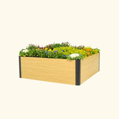 16" Tall Woodgrain 4' x 4' Metal Raised Garden Bed
