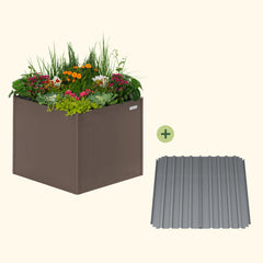 32" Extra Tall Modern 42" x 42" Metal Raised Garden Bed - With Intermediate Floor