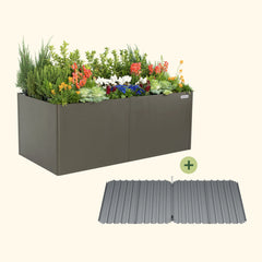 32" Extra Tall Modern 42" x 83" Metal Raised Garden Bed - With Intermediate Floor
