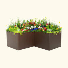 32" Extra Tall Modern 83" x 83" L Shape Metal Raised Garden Bed - Umber Brown