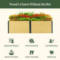 26" Tall Woodgrain 2' x 8' Metal Raised Garden Bed