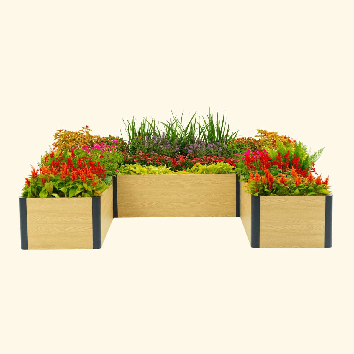 16" Tall Woodgrain 8' x 8' U-Shaped Metal Raised Garden Bed