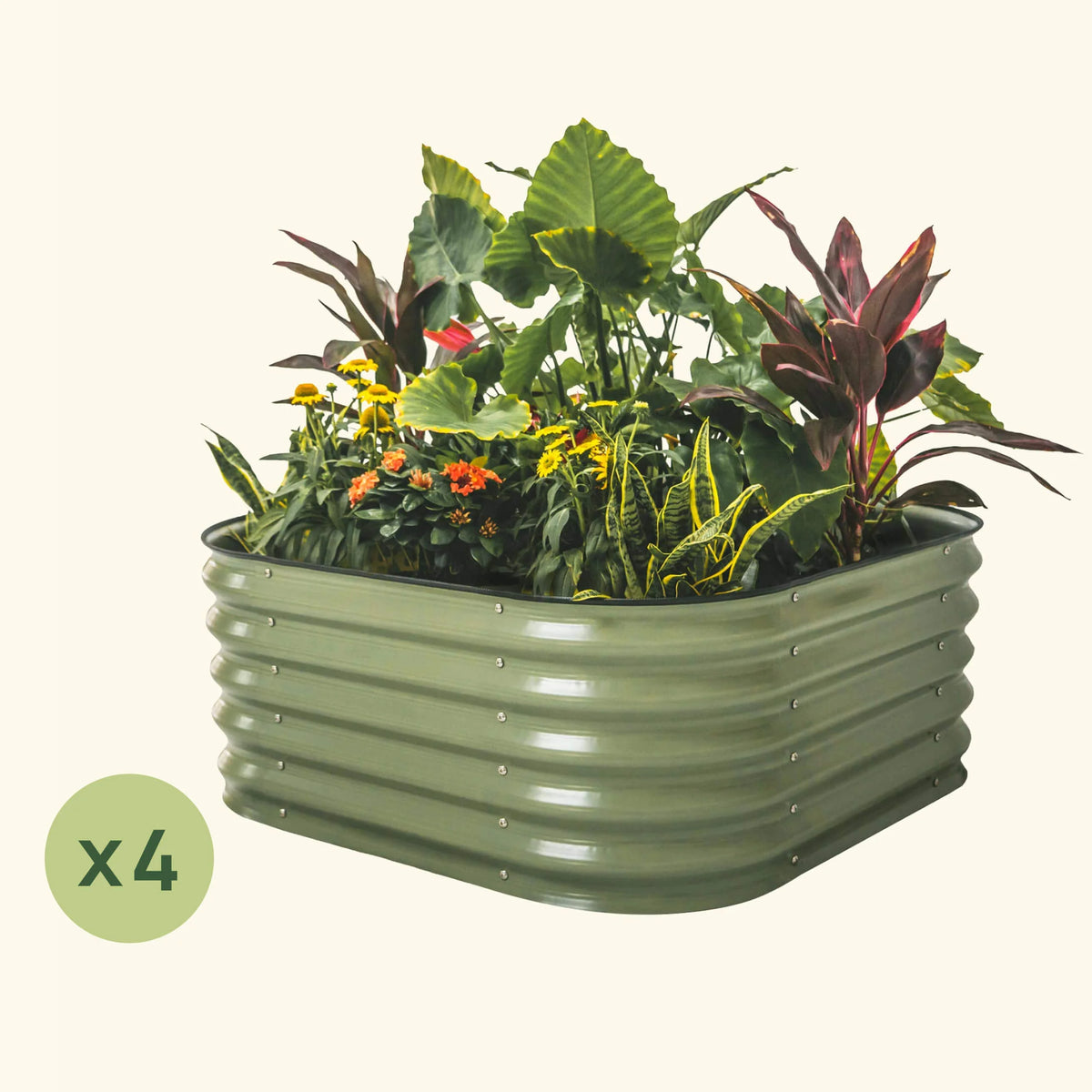 4-Pack 17" Tall 4 In 1 Small Modular Metal Raised Garden Bed Kit