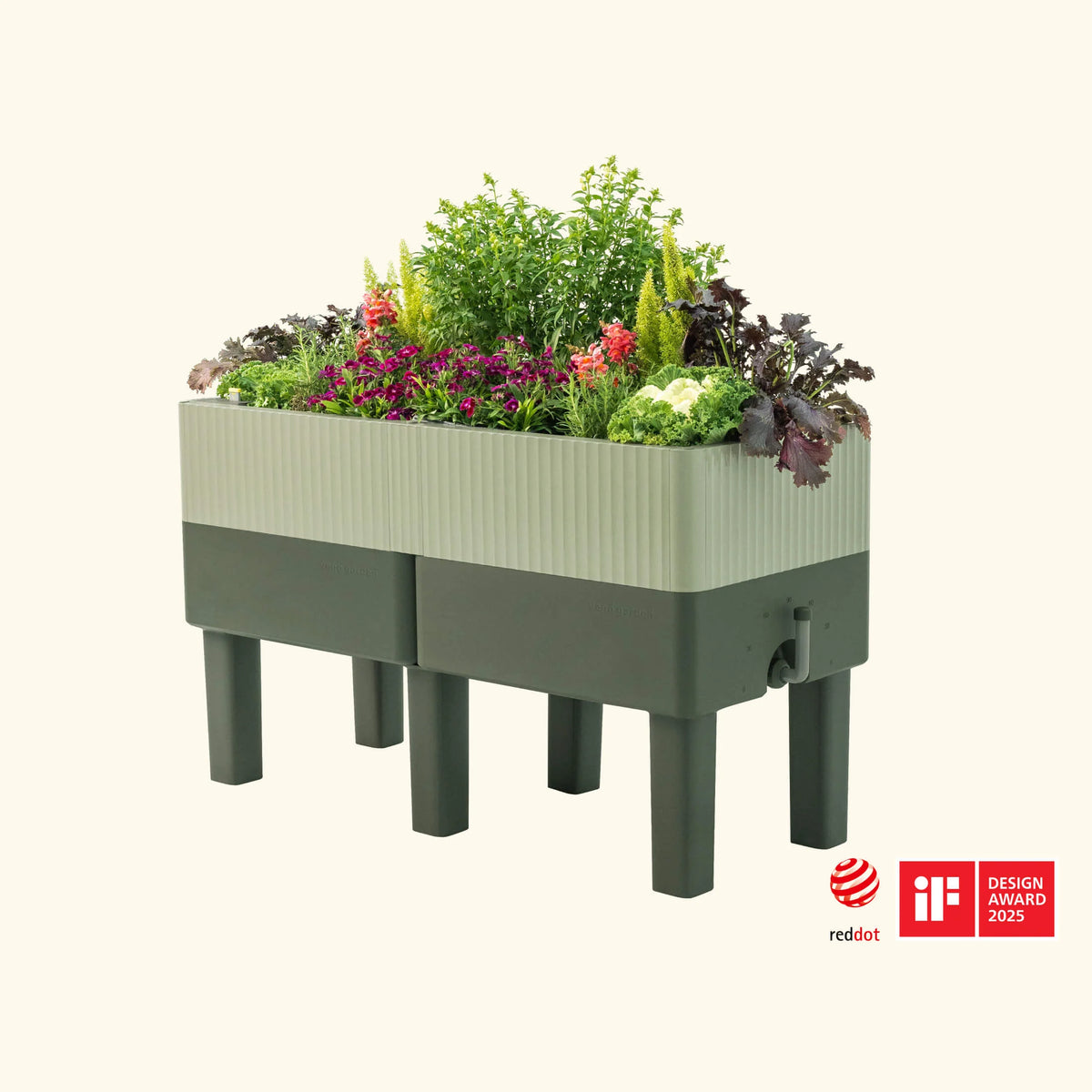 EZCube Self-Watering Planter 21" x 48" Elevated - Sage Green