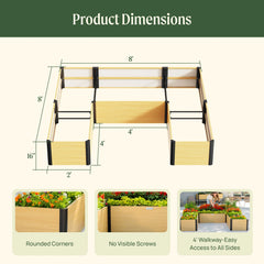 16" Tall Woodgrain 8' x 8' U-Shaped Metal Raised Garden Bed