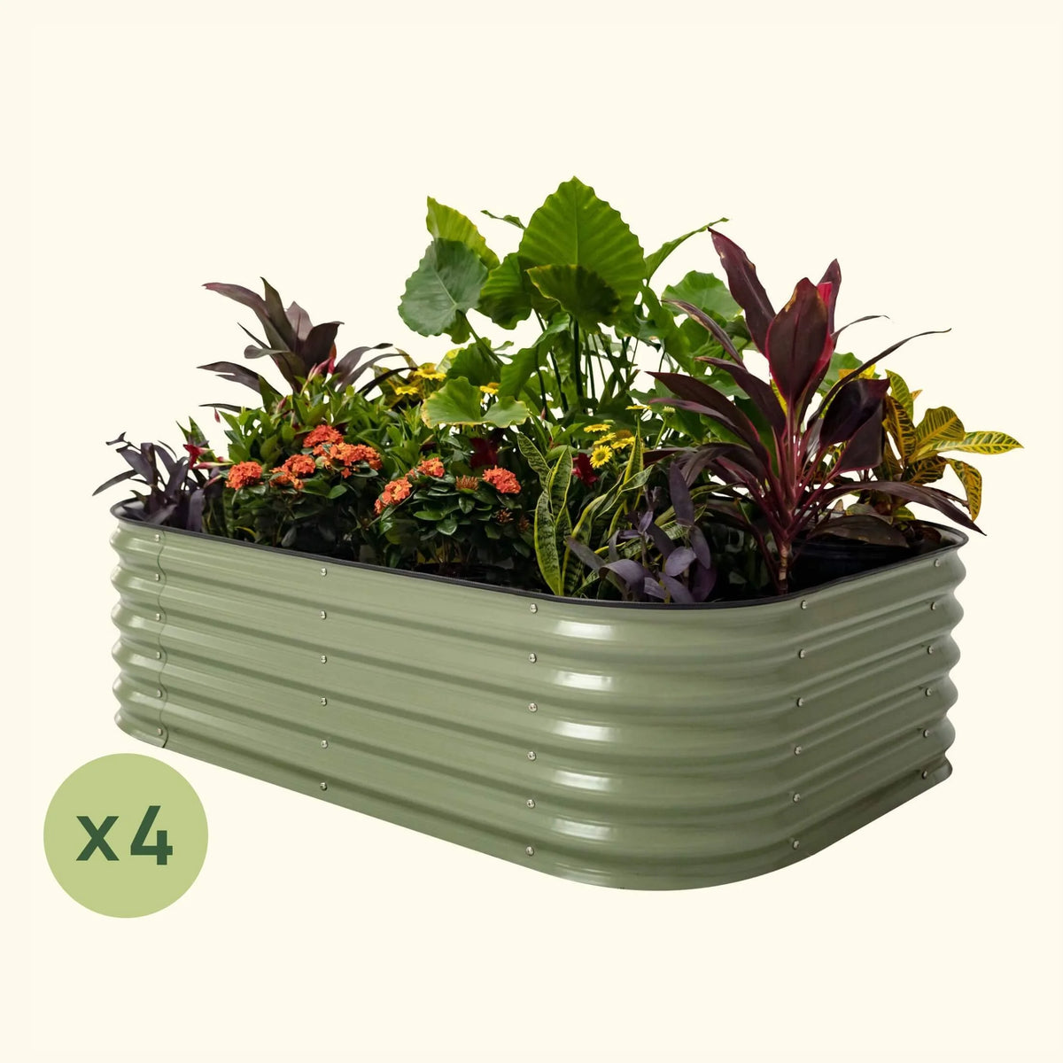 4-Pack 17" Tall 6 In 1 Medium Modular Metal Raised Garden Bed Kit