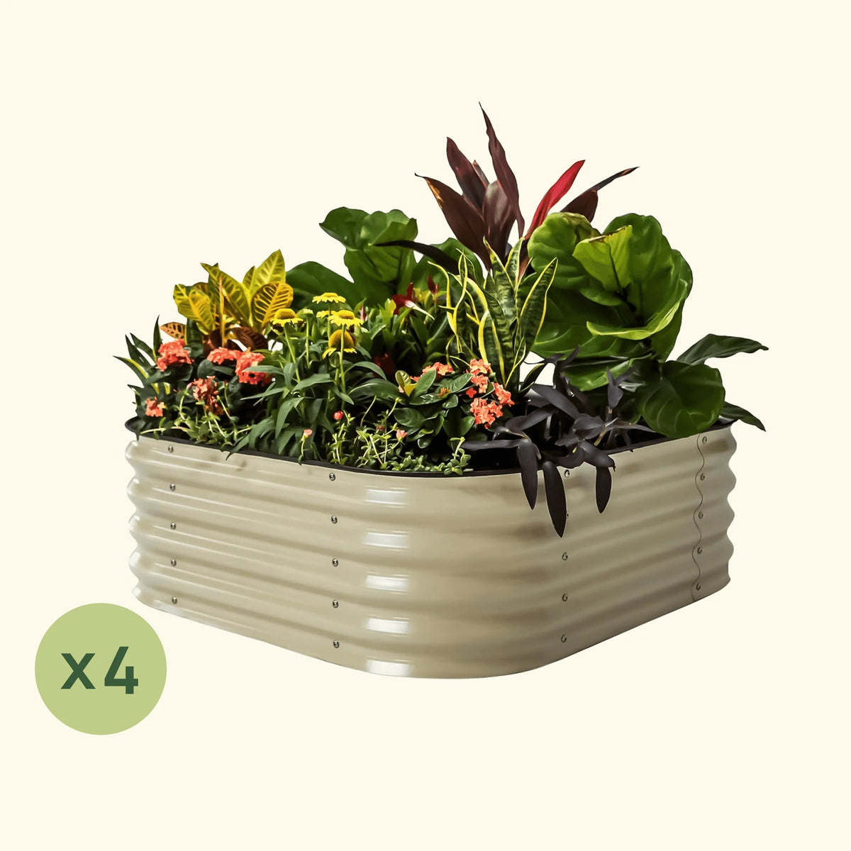 4-Pack 14" Tall 4 In 1 Small Modular Metal Raised Garden Bed Kit