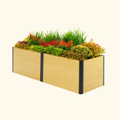 26" Tall Woodgrain 2' x 8' Metal Raised Garden Bed