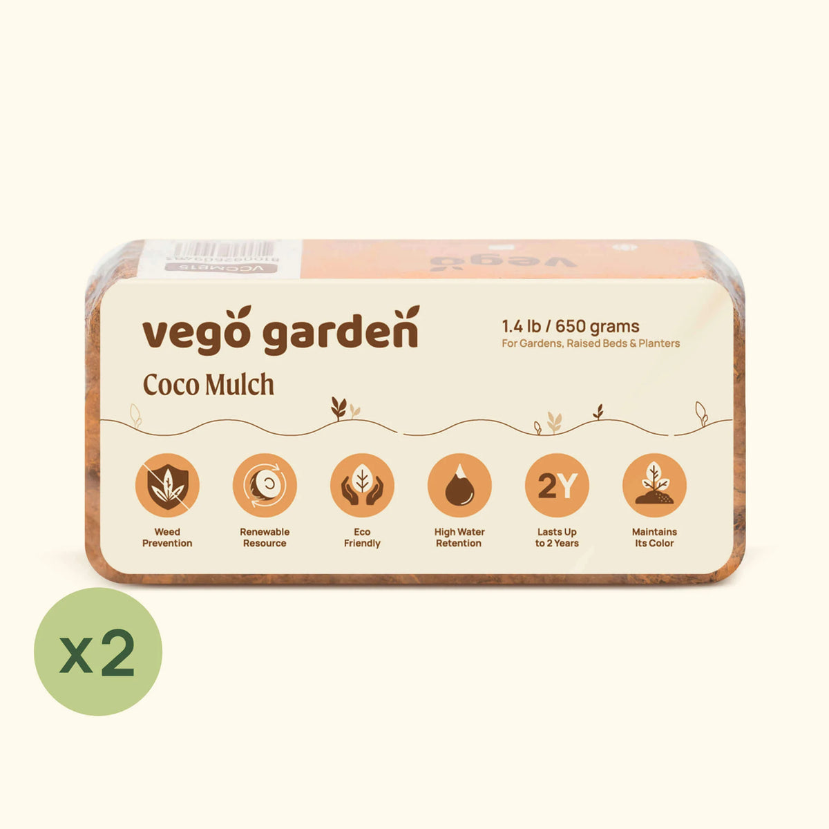 Vego Garden Coco Mulch 1.4 lb Brick