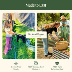 14" Tall 4 In 1 Small Modular Metal Raised Garden Bed Kit