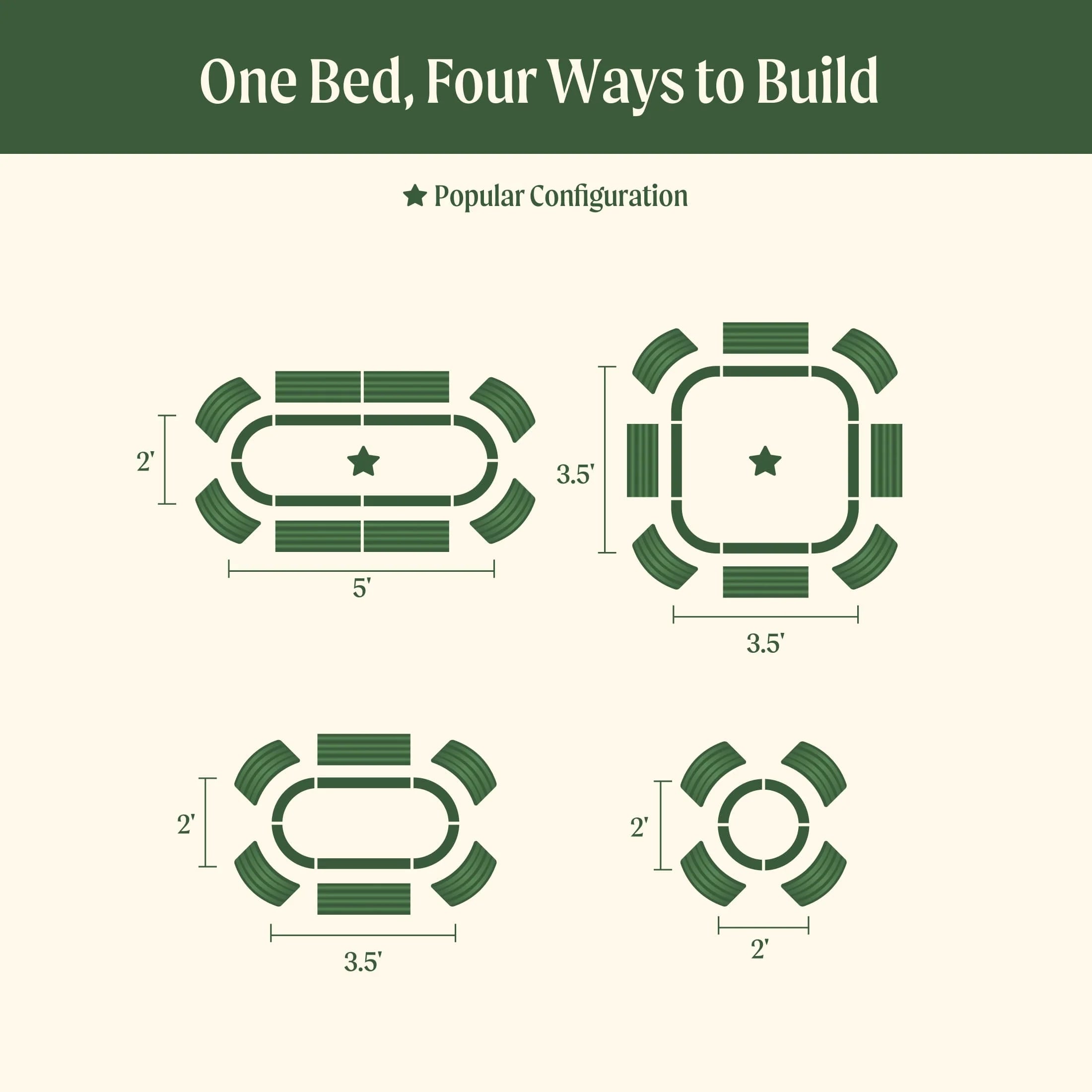 14" Tall 4 In 1 Small Modular Metal Raised Garden Bed Kit