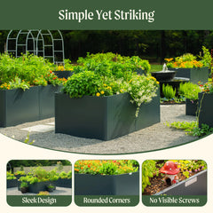 32" Extra Tall Modern 83" x 83" L Shape Metal Raised Garden Bed - Urban Charcoal