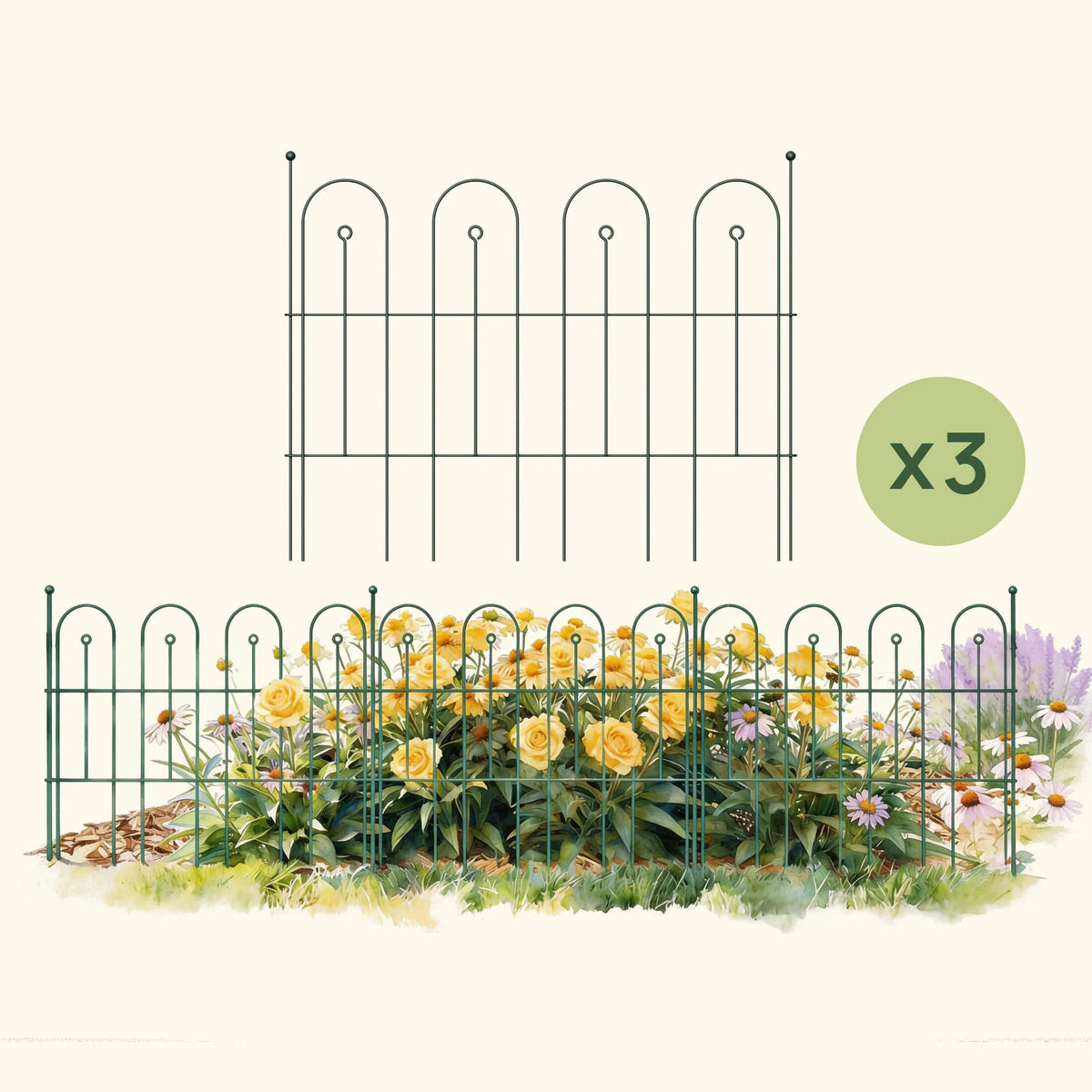 Garden Border Edging Fence - 3 Pack