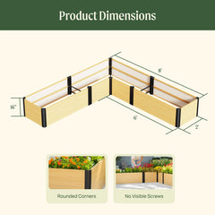16" Tall Woodgrain 8' x 8' L-Shaped Metal Raised Garden Bed