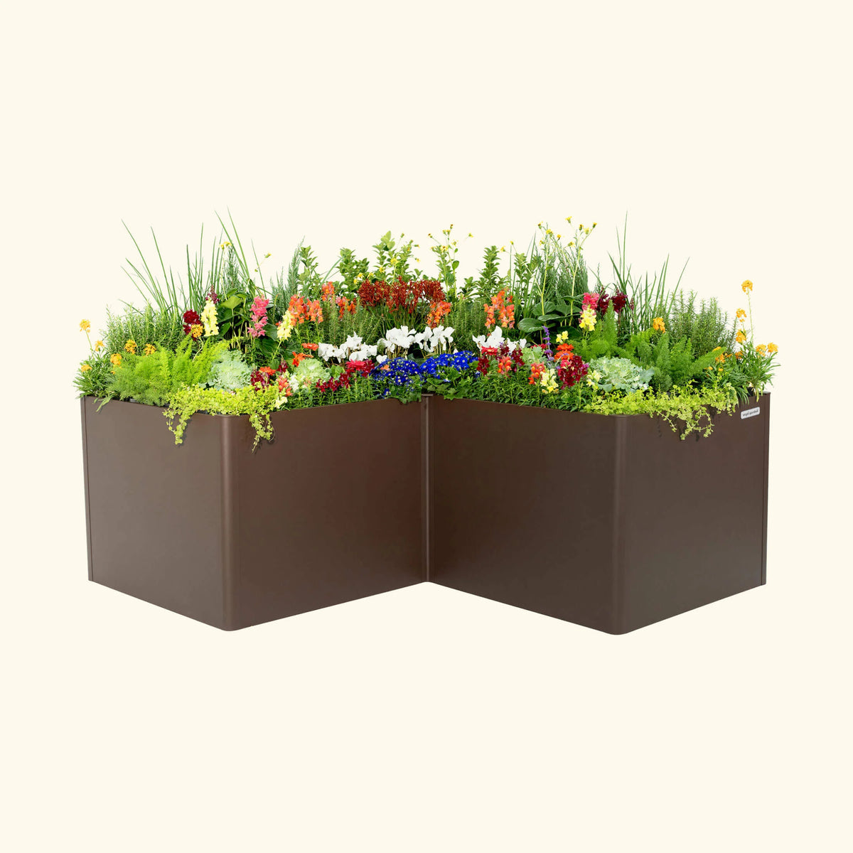 32" Extra Tall Modern 83" x 83" L Shape Metal Raised Garden Bed - Umber Brown
