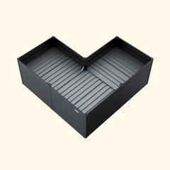 32" Extra Tall Modern 83" x 83" L Shape Metal Raised Garden Bed - Midnight Blue - With Intermediate Floor