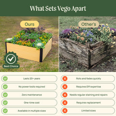 16" Tall Woodgrain 4' x 4' Metal Raised Garden Bed